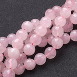 Natural Rose Quartz Beads Strands, Faceted,  Round, Pink, 10mm, Hole: 1mm, about 19pcs/strand, 7.8 inch, 5Strand/Set