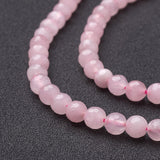 Natural Rose Quartz Beads Strands, Faceted,  Round, Pink, 6mm, Hole: 1mm, about 30pcs/strand, 7.5 inch, 5Strand/Set