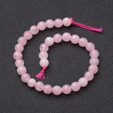 Natural Rose Quartz Beads Strands, Faceted,  Round, Pink, 6mm, Hole: 1mm, about 30pcs/strand, 7.5 inch, 5Strand/Set