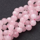 Natural Rose Quartz Beads Strands, Faceted,  Round, Pink, 6mm, Hole: 1mm, about 30pcs/strand, 7.5 inch, 5Strand/Set