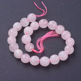 Natural Rose Quartz Beads Strands, Faceted, Round, Pink, 8mm, Hole: 1mm, about 24pcs/strand, 7.8 inch, 5Strand/Set