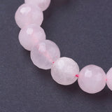 Natural Rose Quartz Beads Strands, Faceted, Round, Pink, 8mm, Hole: 1mm, about 24pcs/strand, 7.8 inch, 5Strand/Set