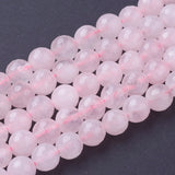 Natural Rose Quartz Beads Strands, Faceted, Round, Pink, 8mm, Hole: 1mm, about 24pcs/strand, 7.8 inch, 5Strand/Set