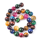 Natural Tiger Eye Beads Strands, Round, Mixed Color, 6mm, hole: 1mm, about 32pcs/strand, 7.8 inch, 5Strand/Set