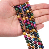 Natural Tiger Eye Beads Strands, Round, Mixed Color, 6mm, hole: 1mm, about 32pcs/strand, 7.8 inch, 5Strand/Set