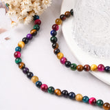 Natural Tiger Eye Beads Strands, Round, Mixed Color, 6mm, hole: 1mm, about 32pcs/strand, 7.8 inch, 5Strand/Set