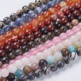 Natural Mixed Gemstone Beads Strands, Round, 8mm, Hole: 1mm, about 49pcs/strand, 15.5 inch, 10Strand/Set