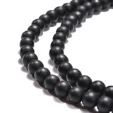 Synthetic Black Stone Beads Strands, Frosted, Round, Black, 6mm, Hole: 1mm, about 64pcs/strand, 14.5~15 inch, 20Strand/Set