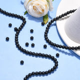 Synthetic Black Stone Beads Strands, Frosted, Round, Black, 6mm, Hole: 1mm, about 64pcs/strand, 14.5~15 inch, 20Strand/Set