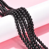 Synthetic Black Stone Beads Strands, Frosted, Round, Black, 6mm, Hole: 1mm, about 64pcs/strand, 14.5~15 inch, 20Strand/Set