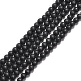 Synthetic Black Stone Beads Strands, Frosted, Round, Black, 6mm, Hole: 1mm, about 64pcs/strand, 14.5~15 inch, 20Strand/Set