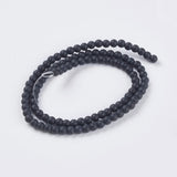 Synthetic Black Stone Beads Strands, Round, Frosted, Black, 4mm, Hole: 1mm, about 93pcs/strand, 14.5~15 inch, 10Strand/Set