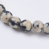 Natural Dalmation Jasper Beads Strands, Round, 4mm, Hole: 1mm, about 43pcs/strand, 7.6 inch, 10Strand/Set