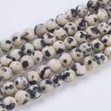 Natural Dalmation Jasper Beads Strands, Round, 4mm, Hole: 1mm, about 43pcs/strand, 7.6 inch, 10Strand/Set