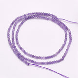 Natural Amethyst Beads Strands, Round, Grade A, Faceted, 3mm, Hole: 0.5mm, about 120~151pcs/strand, 15.3 inch(39cm), 2Strand/Set