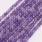 Natural Amethyst Beads Strands, Round, Grade A, Faceted, 3mm, Hole: 0.5mm, about 120~151pcs/strand, 15.3 inch(39cm), 2Strand/Set