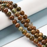 Natural Rhyolite Jasper Bead Strands, Round, 8mm, Hole: 1mm, about 46pcs/strand, 15.7 inch(40cm), 2Strand/Set