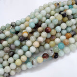 Natural Flower Amazonite Beads Strands, Round, 6mm, Hole: 1mm, about 61pcs/strand, 15.5 inch(39.5cm), 5Strand/Set