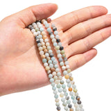 Natural Flower Amazonite Beads Strands, Frosted, Round, 4mm, Hole: 0.8mm, about 90pcs/strand, 14.96''(38cm), 5Strand/Set