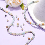 Natural Flower Amazonite Beads Strands, Frosted, Round, 4mm, Hole: 0.8mm, about 90pcs/strand, 14.96''(38cm), 5Strand/Set