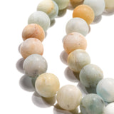 Natural Flower Amazonite Beads Strands, Frosted, Round, 8mm, Hole: 1mm, about 45~48pcs/strand, 15 inch, 5Strand/Set