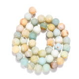 Natural Flower Amazonite Beads Strands, Frosted, Round, 8mm, Hole: 1mm, about 45~48pcs/strand, 15 inch, 5Strand/Set