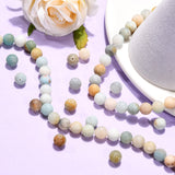 Natural Flower Amazonite Beads Strands, Frosted, Round, 8mm, Hole: 1mm, about 45~48pcs/strand, 15 inch, 5Strand/Set