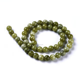 Natural Chinese Jade/Southern Jade Beads Strands, Round, 6mm, Hole: 1mm, about 64pcs/strand, 15.5 inch