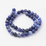 Natural Sodalite Bead Strands, Round, Grade A, 8~8.5mm, Hole: 1mm, about 45~47pcs/strand, 14.9 inch(38cm)