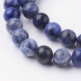 Natural Sodalite Bead Strands, Round, Grade A, 8~8.5mm, Hole: 1mm, about 45~47pcs/strand, 14.9 inch(38cm)