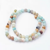 Natural Flower Amazonite Bead Strands, Round, 6~6.5mm, Hole: 1mm, about 60pcs/strand, 14.9 inch(38cm)