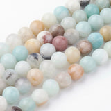 Natural Flower Amazonite Bead Strands, Round, 6~6.5mm, Hole: 1mm, about 60pcs/strand, 14.9 inch(38cm)