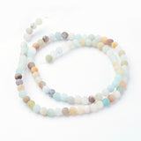 Natural Flower Amazonite Bead Strands, Round, Frosted, 4~4.5mm, Hole: 1.5mm, about 85~90pcs/strand, 14.9 inch(38cm)