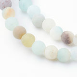 Natural Flower Amazonite Bead Strands, Round, Frosted, 4~4.5mm, Hole: 1.5mm, about 85~90pcs/strand, 14.9 inch(38cm)