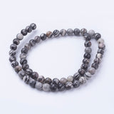 Natural Netstone Round Beads Strands, Black Silk Stone, 6~6.5mm, Hole: 1mm, about 60pcs/strand, 14.9 inch(38cm)