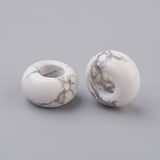 Natural Howlite European Beads, Large Hole Beads, Rondelle, 14x7~8mm, Hole: 6mm, 30pc/Set