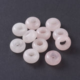 Natural Rose Quartz European Beads, Large Hole Beads, Rondelle, 14x7~8mm, Hole: 6mm, 30pc/Set