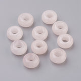 Natural Rose Quartz European Beads, Large Hole Beads, Rondelle, 14x7~8mm, Hole: 6mm, 30pc/Set