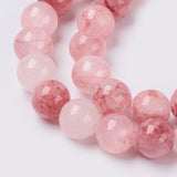 Natural Colorful Green Jade Beads Strands, Dyed, Round, Misty Rose, 6mm, Hole: 0.8mm, about 63pcs/strand, 14.5 inch(37cm), 5Strand/Set