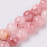 Natural Colorful Green Jade Beads Strands, Dyed, Round, Misty Rose, 6mm, Hole: 0.8mm, about 63pcs/strand, 14.5 inch(37cm), 5Strand/Set