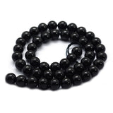 Natural Black Tourmaline Beads Strands, Grade A, Round, 4mm, Hole: 0.6mm, about 91pcs/strand, 15.7 inch(40cm), 2Strand/Set