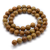 Natural Wood Lace Stone Beads Strands, Round, 6mm, Hole: 0.8mm, about 62pcs/strand, 14.9 inch(38cm), 5Strand/Set