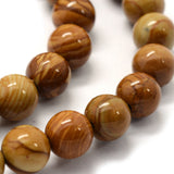 Natural Wood Lace Stone Beads Strands, Round, 6mm, Hole: 0.8mm, about 62pcs/strand, 14.9 inch(38cm), 5Strand/Set
