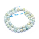 Natural Aquamarine Strands, Round, 6mm, Hole: 0.8mm, about 66pcs/strand, 15.5 inch(39.5cm), 2Strand/Set