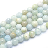 Natural Aquamarine Strands, Round, 6mm, Hole: 0.8mm, about 66pcs/strand, 15.5 inch(39.5cm), 2Strand/Set