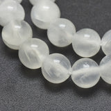 Natural Selenite Beads Strands, Round, 8mm, Hole: 1mm, about 49pcs/strand, 15.7 inch(40cm)