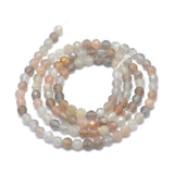 Natural Multi-Moonstone Beads Strands, Faceted, Round, 3mm, Hole: 0.5mm, about 142pcs/strand, 15.7 inch(40cm), 2Strand/Set