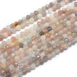 Natural Multi-Moonstone Beads Strands, Faceted, Round, 3mm, Hole: 0.5mm, about 142pcs/strand, 15.7 inch(40cm), 2Strand/Set