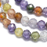 Cubic Zirconia Beads Strands, Faceted, Round, Mixed Color, 4mm, Hole: 0.8mm, about 91pcs/strand, 15 inch(38cm), 2Strand/Set