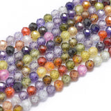 Cubic Zirconia Beads Strands, Faceted, Round, Mixed Color, 4mm, Hole: 0.8mm, about 91pcs/strand, 15 inch(38cm), 2Strand/Set